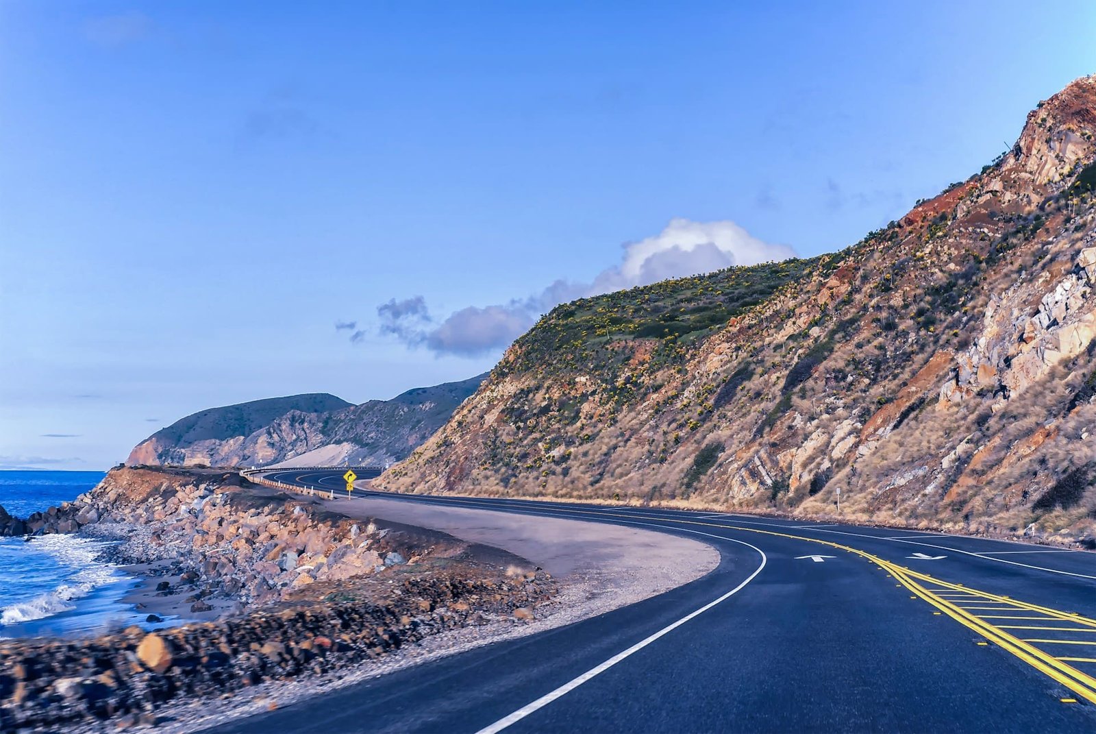 Scenic American highway at golden hour