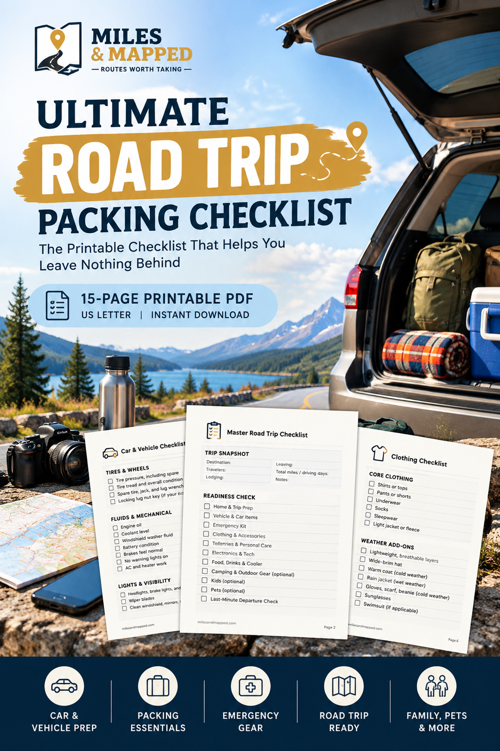 Ultimate Road Trip Packing Checklist printable PDF